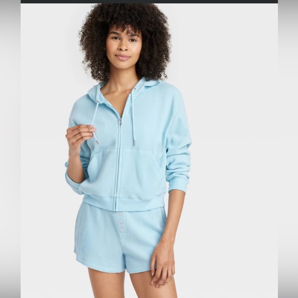 Auden Other - Auden Light Blue Waffle Knit Hoodie & Shorts Set Plus 4X NWT